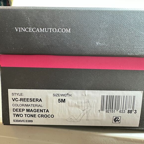 Vince Camuto Reesera Deep Magenta Croco Sandal Women's 5M NWB Barbie Square - Picture 10 of 10